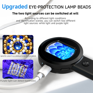 Kofig 2025กล้องจุลทรรศน์100X สเตอริโอออปติคอล, แว่นขยายดิจิตอลขนาด8 LED ไฟ2นิ้วสายรัดตาข้างเดียวหน้าจอ - Product Image 5