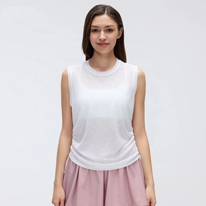 Débardeur de yoga <span class=keywords><strong>sans</strong></span> manches à séchage rapide pour femme, en fil slub léger, coupe ample, idéal pour la course et le fitness estival - Product Image 1