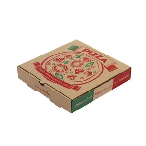Groothandel Verschillende Maten Custom Goedkope Pizza Doos Met Logo Pizza Verpakking Bulk Met Uw Eigen Logo Gegolfde Pizza Doos