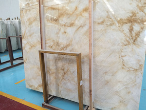 Nuova Lastra <span class=keywords><strong>di</strong></span> Marmo Onice Ambrato Traslucido con Venature Bianche Dorate, Marmo OEM per Pareti Retroilluminate e Arredi <span class=keywords><strong>di</strong></span> Lusso - Product Image 5