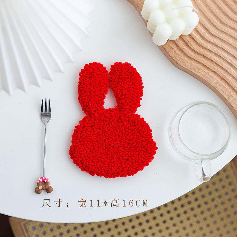 Conejo 2 posavasos material envuelto con 20cm aro