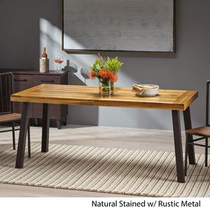 Bán buôn Keo Gỗ ngoài trời bàn ăn với chân sắt, mộc mạc keo livingroom bảng, sandblast kết thúc gỗ End bảng - Product Image 4