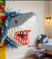 Bloques de Arte Mural 3D de Tiburón Azul Viral - Rompecabezas DIY de 2166 Piezas de ABS, Regalo de Decoración para el Hogar para Adultos