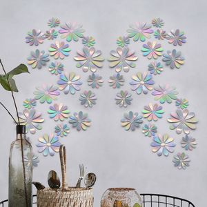 12PCS Metallic Texture 3D Stereoscopic Flower Wedding Festival Party Shopping Mall Home Decoration Gold and Silver <b>Wall</b> Stickers - Product Image 4