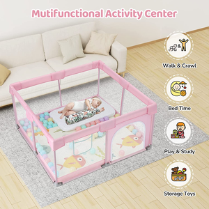 Regalo per neonato <span class=keywords><strong>Pink</strong></span> Girl Play Yard Oxford tessuto materiale pieghevole recinzione di sicurezza per bambini box per bambini con tappetino - Product Image 4