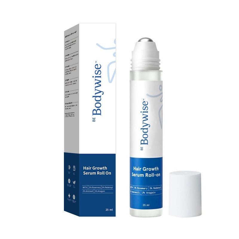 BE Bodywise Hair Growth Serum Roll-On – 3% Rosemary & 3% Redensyl Hair Growth Serum with 2% Aminexil & 2% Anagain for Scalp Care – 25ml