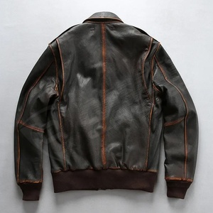 Slim-Fit hiver Vintage-Styles marron noir hommes véritable moto motard veste en cuir décontracté peau de vache mode manteaux - Product Image 2