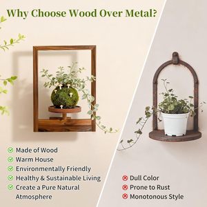 Wooden Floating Wall-Mounted Flower <b>Pot</b> Rack, Green <b>Plant</b> Display Rack, Indoor <b>Plant</b> Hanging Flower <b>Pot</b> Wall Decoration Flower - Product Image 5