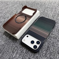 Étui de téléphone de luxe en fibre de carbone ultra-fin antichoc en PC rigide magnétique pour iPhone 17 Pro Max