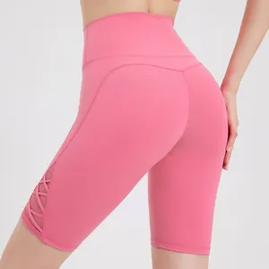 Pantaloncini da Yoga Donna a Vita Alta Personalizzati, Effetto Push-Up, Anti-Squat, in Nylon Spandex, con Controllo Pancia, Ideali per <span class=keywords><strong>Palestra</strong></span>, Corsa e Allenamento - Product Image 2