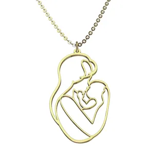 Ожерелье с подвеской для мамы и ребенка, ювелирное изделие из нержавеющей стали с цепочкой, 14 к колье, подарок на день матери, ожерелье для мамы и ребенка