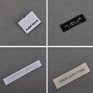 Étiquette privée étiquettes de vêtements en <span class=keywords><strong>polyester</strong></span> écologique étiquettes personnalisées marque personnelle conception Logo imprimé étiquette tissée à coudre - Product Image 5