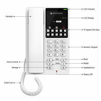 Teléfono IP WiFi para Hotel Grandstream GHP620W, 2 SIP, 6 Teclas Programables, 10 Marcaciones Rápidas, Voz HD Opus, USB C, Anti-Jitter, Teléfono VoIP GDMS