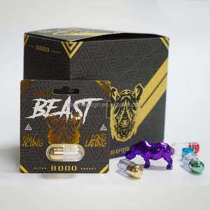 One-Stop Custom Rhino <b>Pills</b> Packaging Set with Blister Card Paper Box and Empty Capsule <b>Bottle</b> Wholesale - Product Image 1