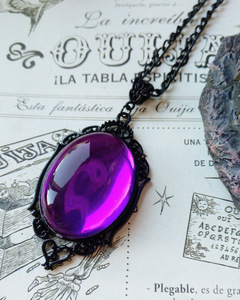 Collana Vintage in acrilico gotico cammeo ciondolo in cristallo satana diavolo gioielli magici di Halloween - Product Image 5