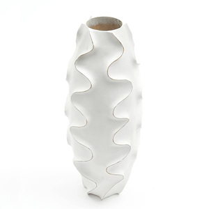 Vase décoratif artisanal blanc 6X17 pour salon en céramique et porcelaine - Product Image 3
