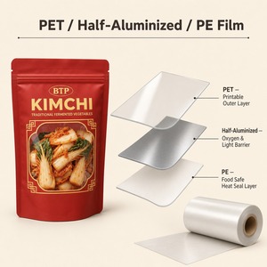Groothandel staande pouch met transparant venster, ritssluiting, herbruikbaar, vochtbestendig, voedselverpakkingszak voor kimchi, snacks & noten - Product Image 3