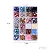 Kit de 3500 strass 3D à dos plat, cristaux colorés multi-tailles pour artisanat, nail art, maquillage, chaussures, peinture diamant, avec boîte de rangement
