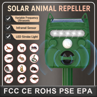 Répulsif Solaire Ultrasonique pour Animaux, Écologique et Jetable, Étanche IP66, avec Capteur de Mouvement PIR à Vibrations et Chocs Électriques