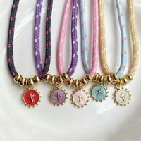 Collier en paracorde avec pendentif croix plaqué or 18 carats et émail, bijoux religieux, composants pour la fabrication de colliers DIY, accessoires de bijouterie en or