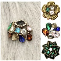 Kancing Rivet Logam Paduan Seng Kustom dengan Lapisan Enamel Warna Hitam Merah Biru Dongker Merah Muda Hijau Emas Tembaga Antik Kristal Berlian