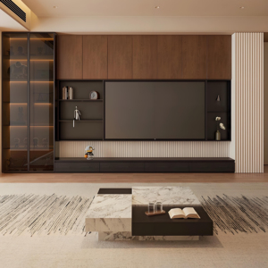 Ensembles de meubles élégants et meubles TV extensibles en bois en promotion pour la maison, la salle à manger, l'hôtel, le salon, mise à niveau, caractéristiques de rangement lumineux - Product Image 1