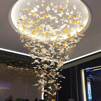 Lampe d'intérieur pour hall d'hôtel Accessoires de lustre en verre de Murano faits à la main en feuille d'érable