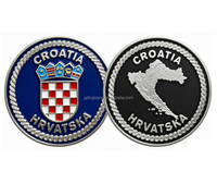 Moneda Conmemorativa de Croacia con Mapa y Emblema Nacional Grabados, Plateada y Pulida, de Doble Cara, Coleccionable