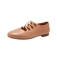 Ballerines pour femmes à lanières croisées ajourées - Douces et légères, en cuir véritable, pour l'été, le printemps et l'automne