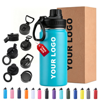 Bouteille isotherme sport en acier inoxydable de 32 oz (ou 40 oz) avec logo personnalisé, grande poignée portable et paille