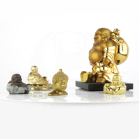Statue de bouddha en résine dorée personnalisée, petite décoration artisanale, ornement de bouddha pour la maison