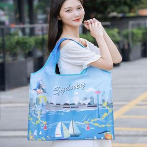 Sac de courses pliable et léger, personnalisable, écologique, grand format, style peinture à l'huile, tendance, portable, enroulable - Product Image 6