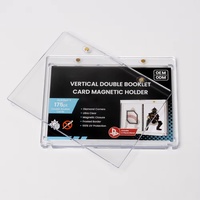 Porte-cartes magnétique vertical double à une touche pour cartes de visite, en plastique protégé contre les UV, avec fermeture éclair de haute qualité