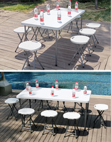Table rectangulaire pliable en plastique, meuble permettant de gagner de l'espace, table de camping pour barbecue, plein air