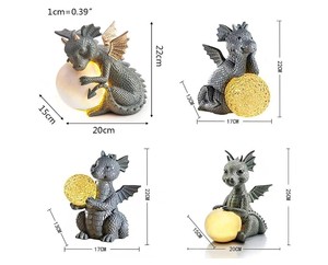 Arredamento per la casa creativo resina dinosauro lampada da <span class=keywords><strong>giardino</strong></span> solare artigianato statua di drago arredamento per la casa creativo dinosauro in resina - Product Image 2