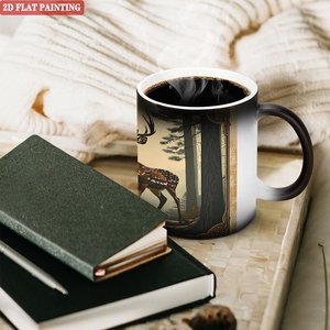 Blank <b>Ceramic</b> <b>Cup</b> 11oz Frosted Black Heat Activated Color Changing Coffee Tea Mug - Product Image 3