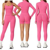 Nouveau sans couture Yoga ensemble femmes 5 pièces tenue veste croix sangle soutien-gorge gilet Shorts Leggings séchage rapide gymnastique course vêtements de sport