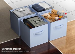 Kotak Penyimpanan Lipat Kain 6 Buah Warna Biru <span class=keywords><strong>Pastel</strong></span> Ukuran 11 Inci, Keranjang Organizer untuk Lemari, Mainan, Kamar Bayi, Kamar Tidur - Product Image 5
