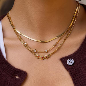 स प्रमाणन स्टेनलेस स्टील हार्ट ज़िरकॉन पेंडर हार पी वी गोल्ड प्लेटेड महिलाओं के वैलेंटाइन डे गहने - Product Image 2