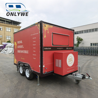Onlywe Camion de restauration mobile entièrement équipé et économique, cuisine rapide, chariot à hot-dogs et pizzas, remorque carrée, cuisine complète