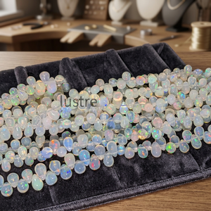 Collar de cuentas de ópalo de fuego etíope Welo con brillo, 4*6-7*10mm, liso, blanco transparente, con certificación de tercera parte, para mujer, LD0342, Joyería - Product Image 3