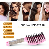 Salón de peluquería herramientas de estilismo cepillo de cerdas de jabalí de nailon Pelo Rizado curvado ventilado desenredar paleta de masaje cepillo de pelo