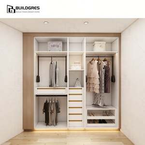 הצטברות ארון בגדים פתוח ארון בגדים עם מדפים, גודל מותאם אישית עבור אחסון חדר שינה ארגון מלתחה - Product Image 5