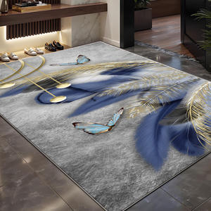 พรมเช็ดเท้าสไตล์มินิมอลสุดหรู ลายขนนกแบบนามธรรม รูปทรงสี่เหลี่ยมผืนผ้า วัสดุเลียนแบบขนแคชเมียร์ กันลื่น สไตล์นอร์ดิก สำหรับทางเข้าบ้าน - Product Image 5