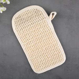 Grosir kustom Logo Natural Sisal tas sabun Mesh Flip Cover gaya mode kemasan badan <span class=keywords><strong>Velcro</strong></span> sikat mandi spons scrubber - Product Image 6