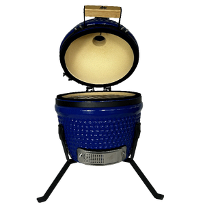 Kimstone 13 İnç Yuvarlak Modern Premium Kamado Kömürlü Mangal Taşınabilir Seramik Termometreli Paslanmaz Çelik Otomatik Ateşleme (Mavi) - Product Image 2
