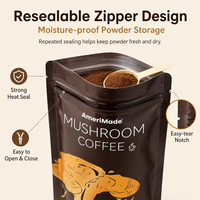 Sachet refermable mat imprimé sur mesure avec fermeture éclair, qualité alimentaire, pour café en poudre, emballage souple, OEM