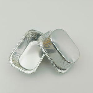 Récipient en aluminium pour moules à pain en aluminium Boîte à pouding de petite taille avec couvercle en plastique 110ml - Product Image 1