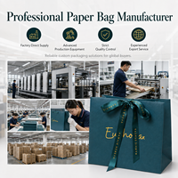 Ensemble de sacs cadeaux en papier texturé de luxe avec logo en feuille d'or, ruban en satin, poignée, personnalisation complète pour l'emballage de bougies artisanales, recyclable