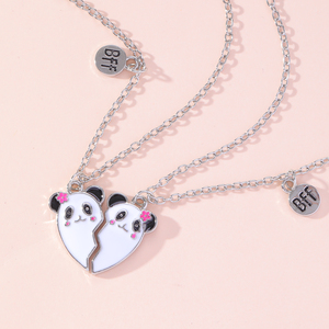 Neue Produkte BFF beste Freunde Serie niedlichen Panda Herzform Spleißen Halsketten Schwester Schmuck Dekoration - Product Image 3